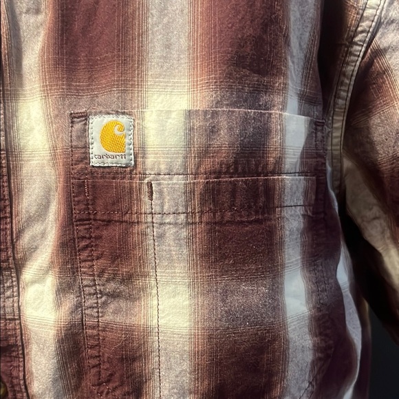 Carhartt Burgandy and White Casual Button Down Shirt size XL - Picture 3 of 8